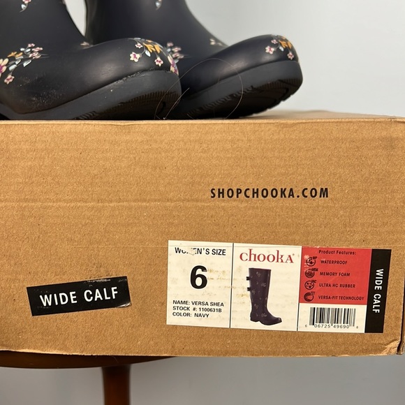 Chooka Women's Versa Wide Calf Tall floral pattern rain Boot size 6 - Picture 2 of 8